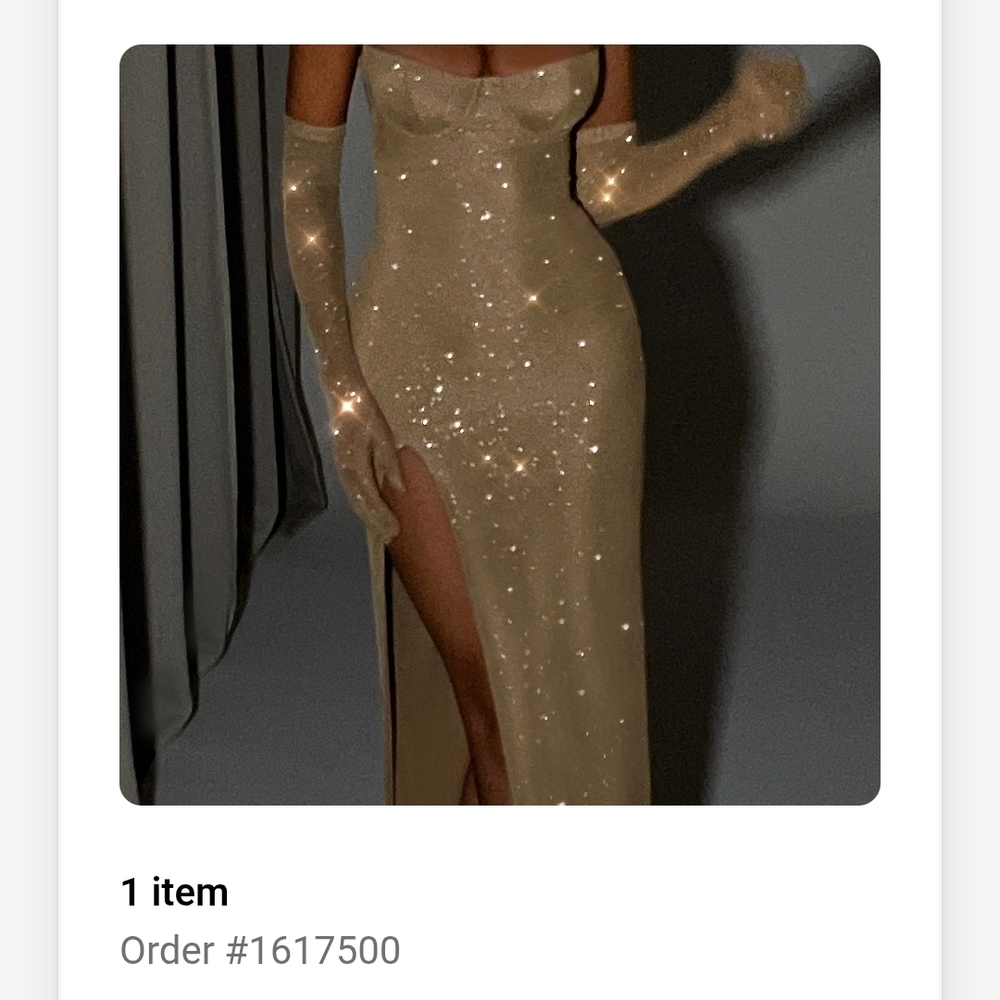 Gold Sequin Maxi Gown with Plunge Neckline